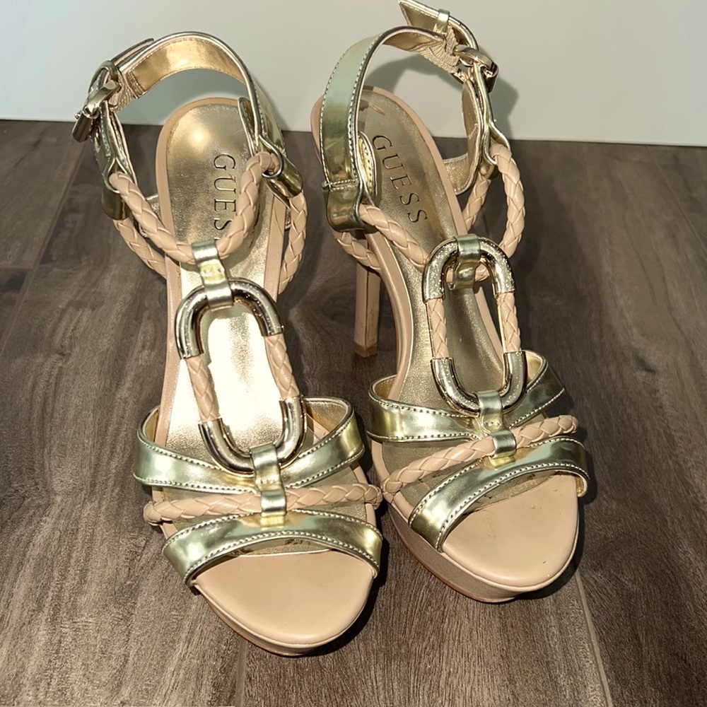 Guess nude gold heels